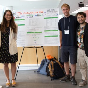Margaridinhas team, recipients of the 'Outstanding student submission' honorable mention of the MIP computational competition, and PC member Margarida Carvalho (left)